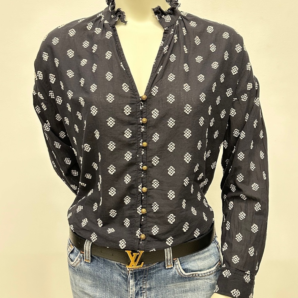 Pilcro Black Long Sleeve Ruffled Blouse